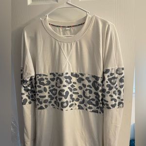 White top with gray leopard print size small